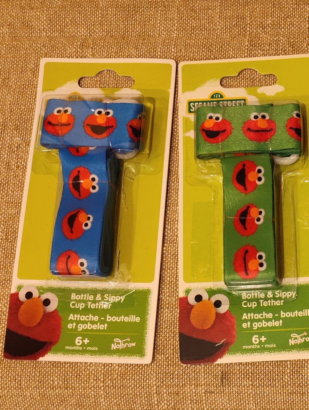 Sesame Street Elmo Bottle & Sippy Cup Tethers - Blue and Green